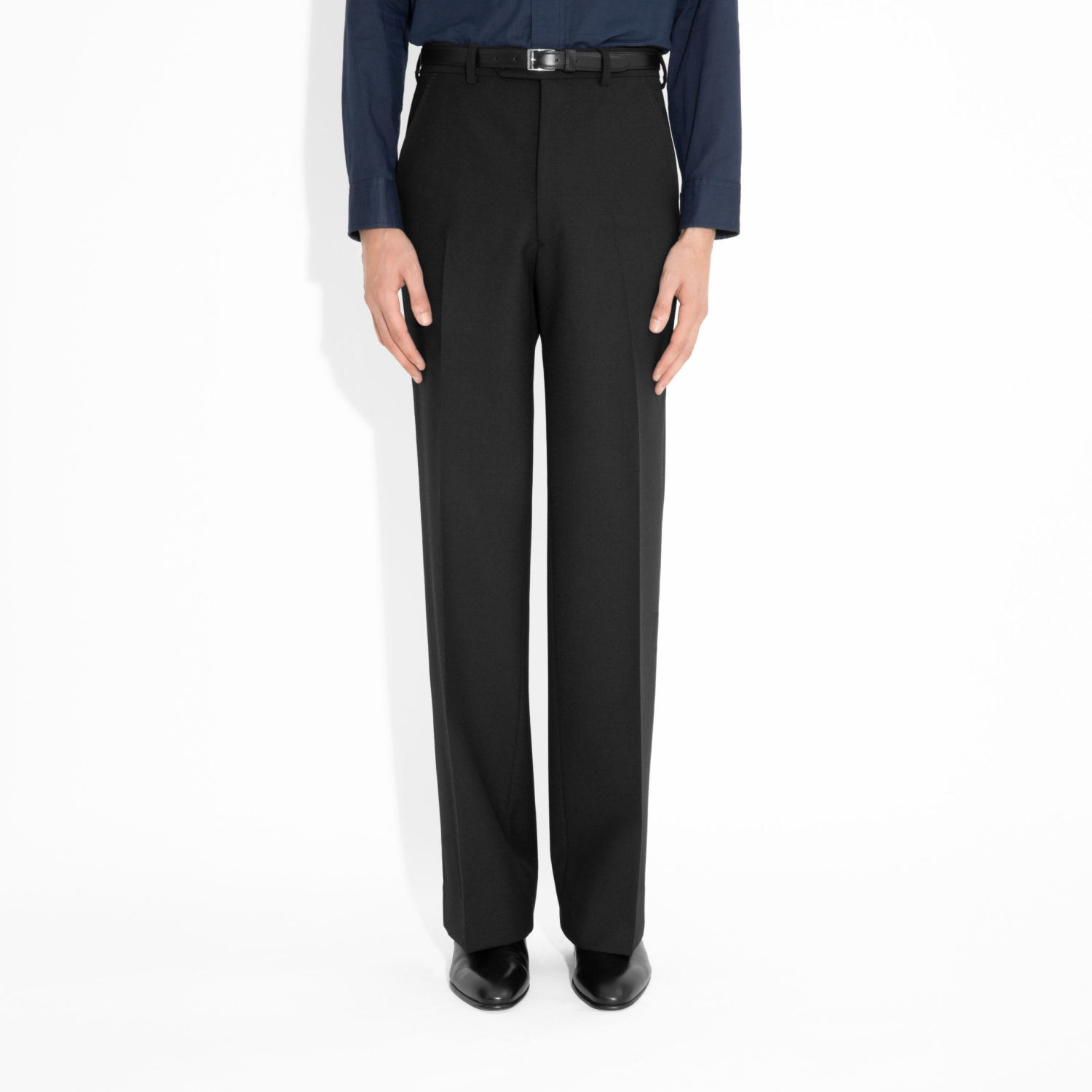 FLARED HIGH-WAISTED TROUSERS IN FRESCO - BLACK