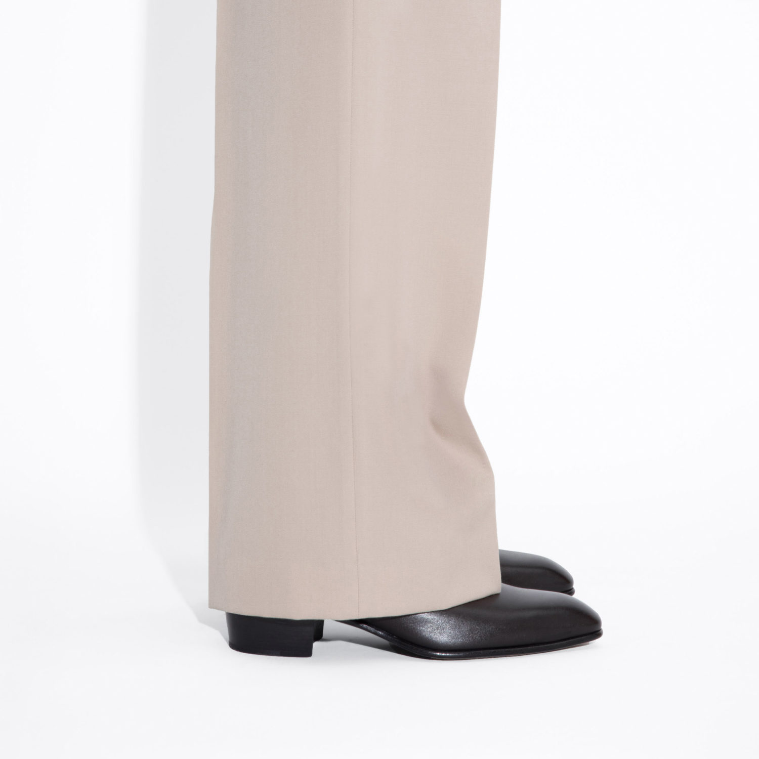 WIDE HIGH-WAISTED TROUSERS IN GABARDINE - BEIGE - Image 5