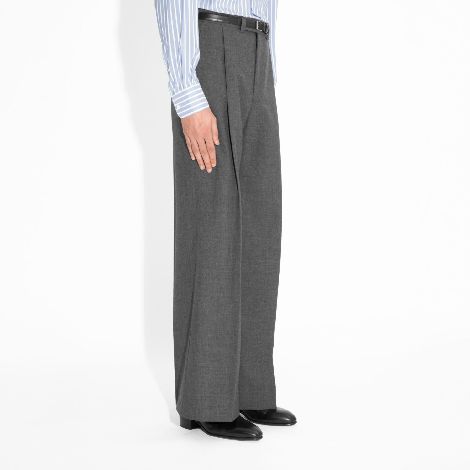 VERY WIDE HIGH-WAISTED TROUSERS IN FRESCO - GREY - Image 2