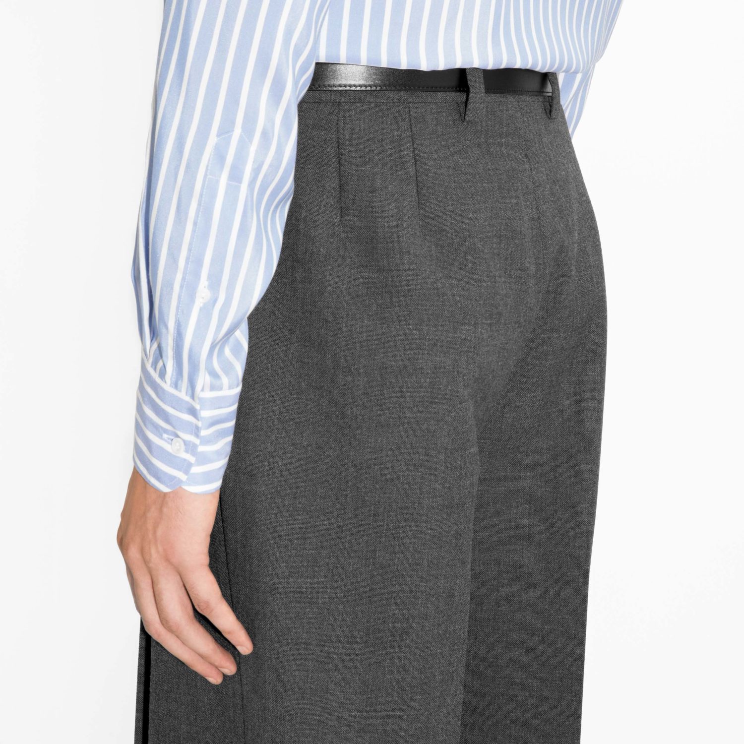 VERY WIDE HIGH-WAISTED TROUSERS IN FRESCO - GREY - Image 3