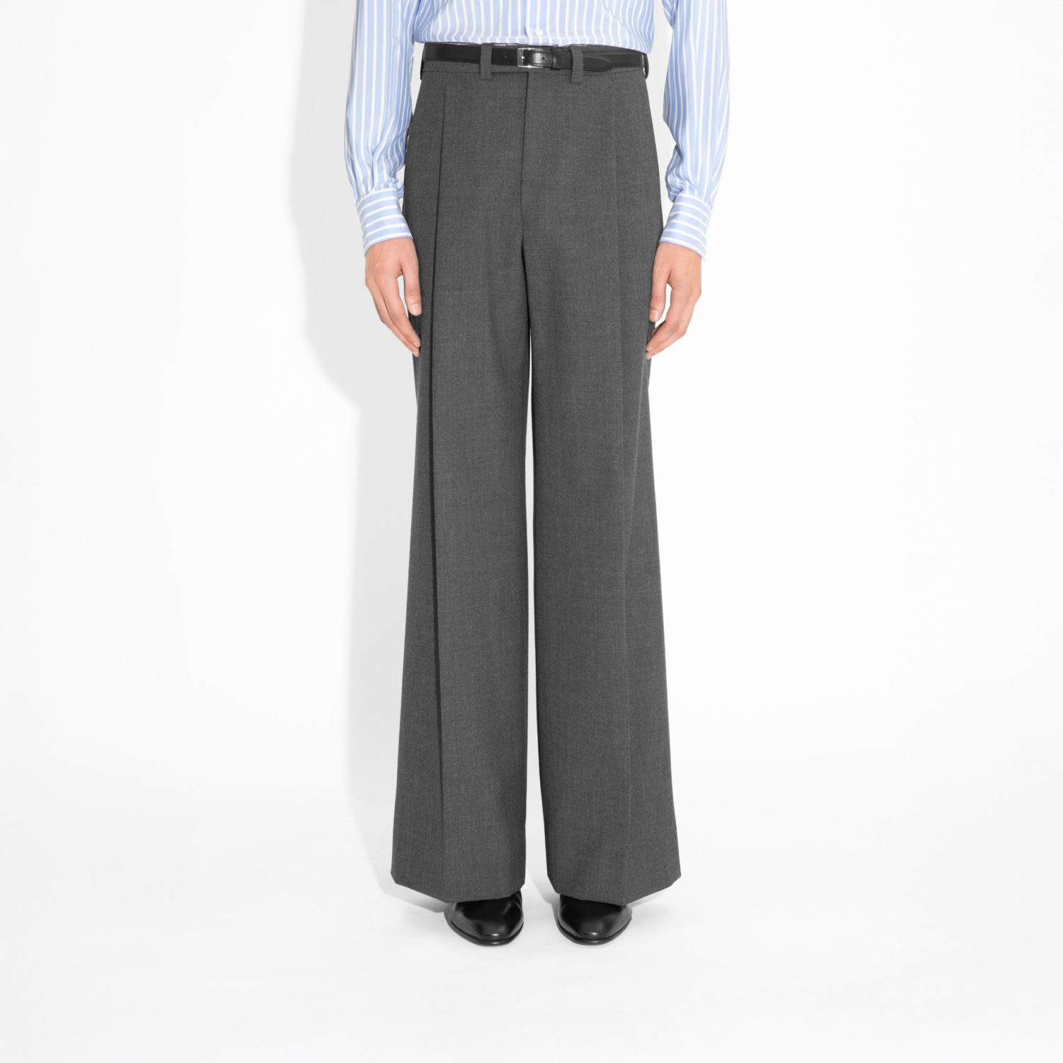 VERY WIDE HIGH-WAISTED TROUSERS IN FRESCO - GREY