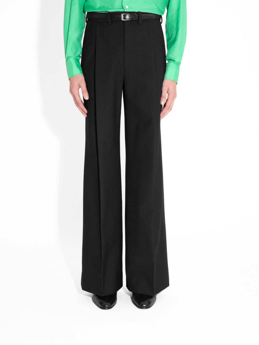 VERY WIDE HIGH-WAISTED TROUSERS IN FRESCO - BLACK