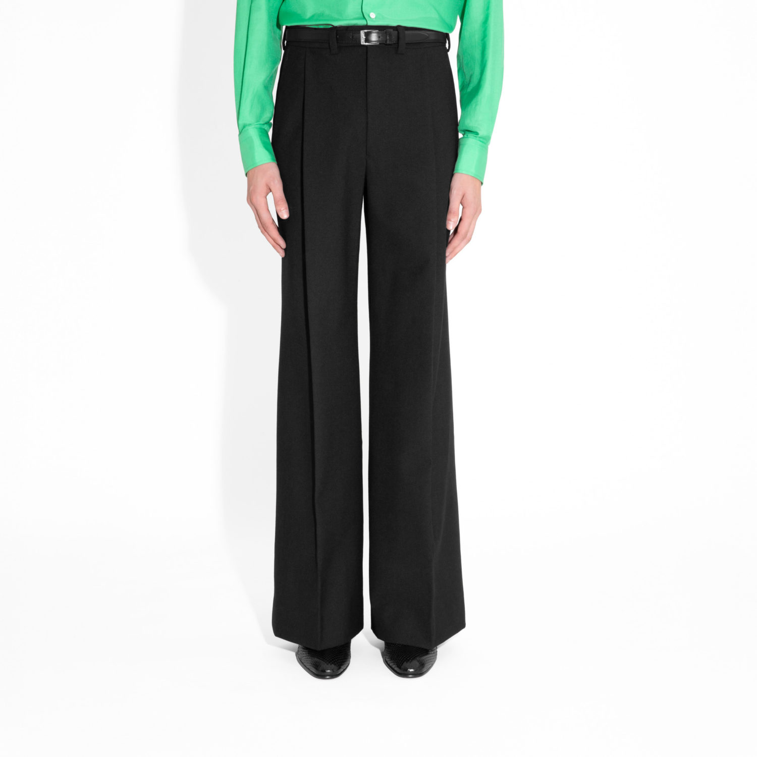 VERY WIDE HIGH-WAISTED TROUSERS IN FRESCO - BLACK