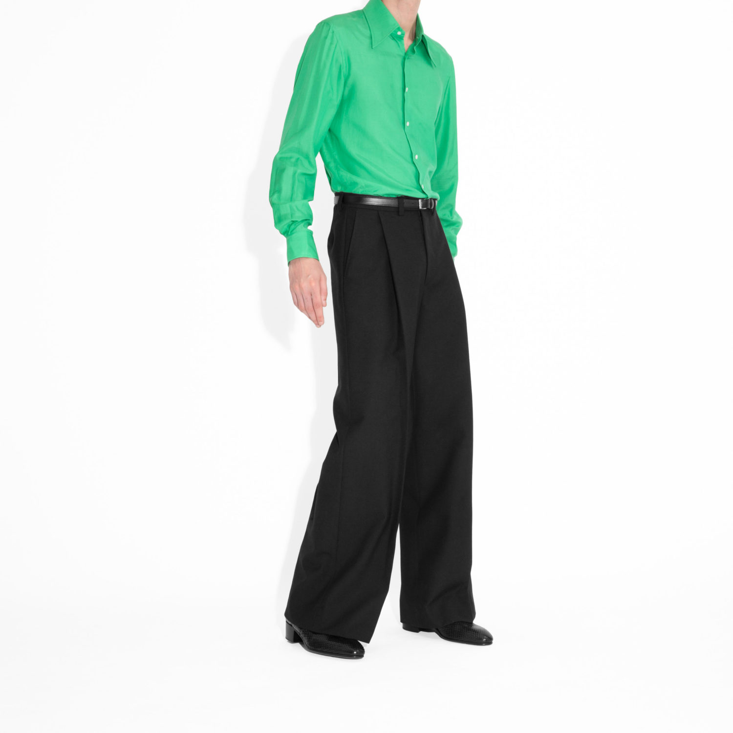 VERY WIDE HIGH-WAISTED TROUSERS IN FRESCO - BLACK - Image 6