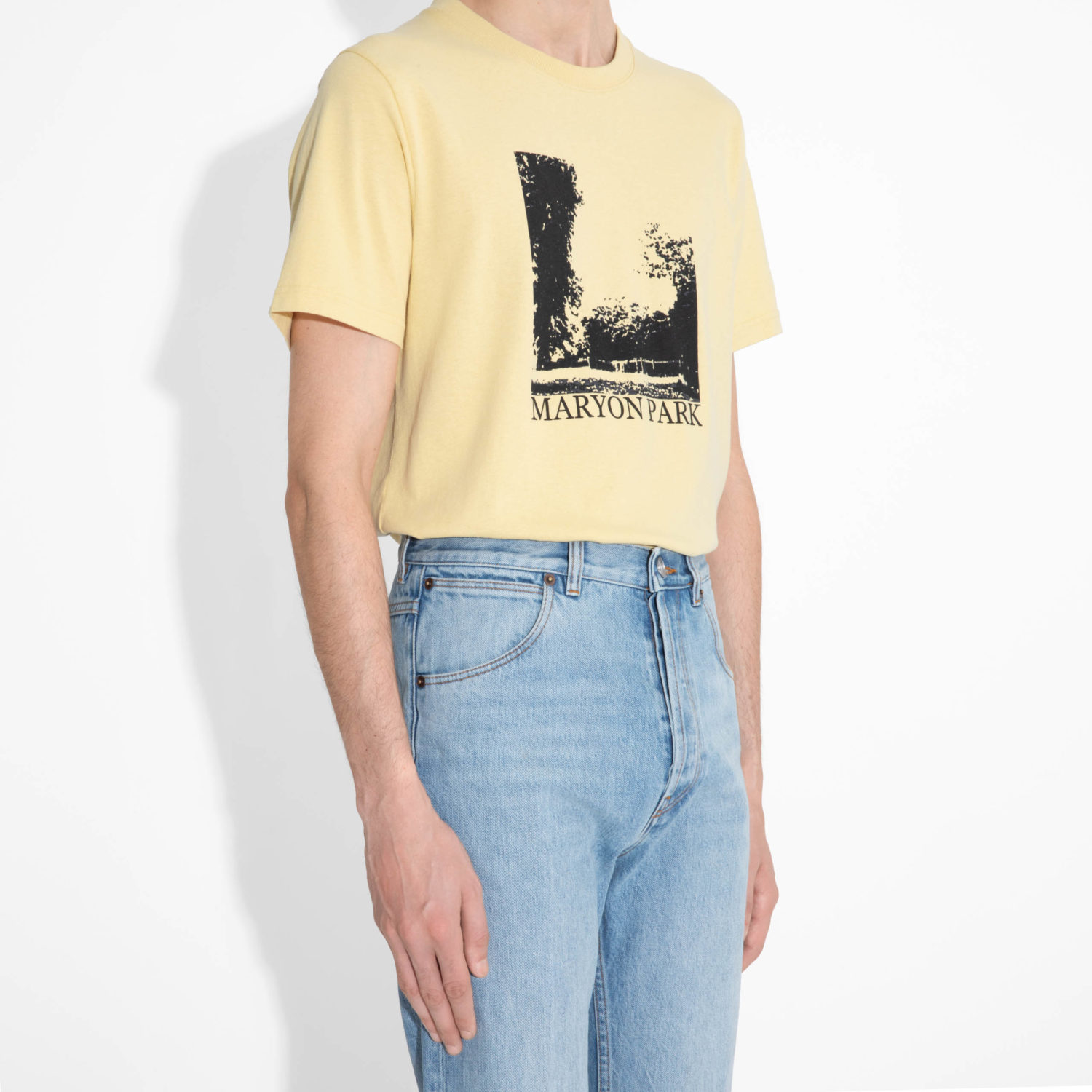 GRAPHIC T-SHIRT IN COTTON JERSEY - ACID YELLOW AND OFF-BLACK - Image 2