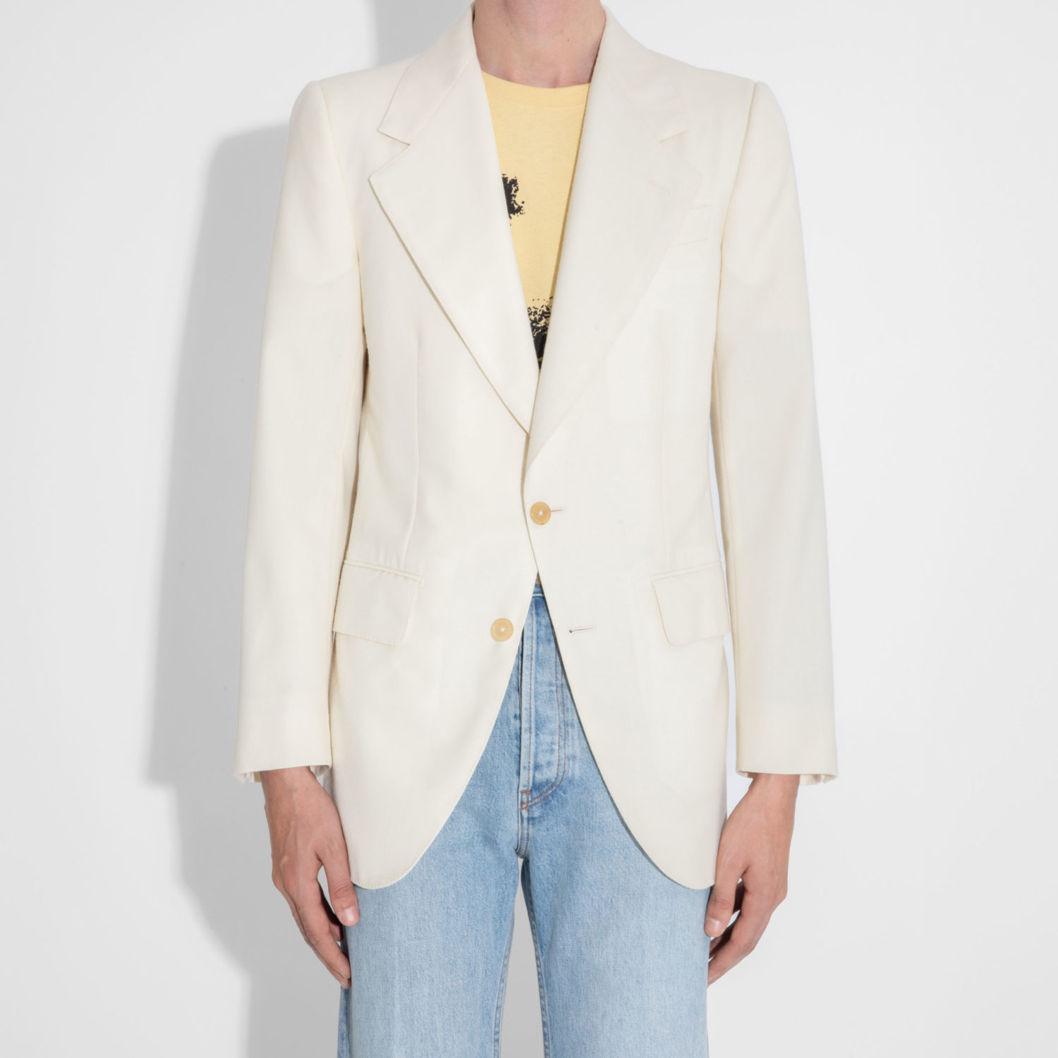 SINGLE-BREASTED JACKET IN WOOL - CREAM