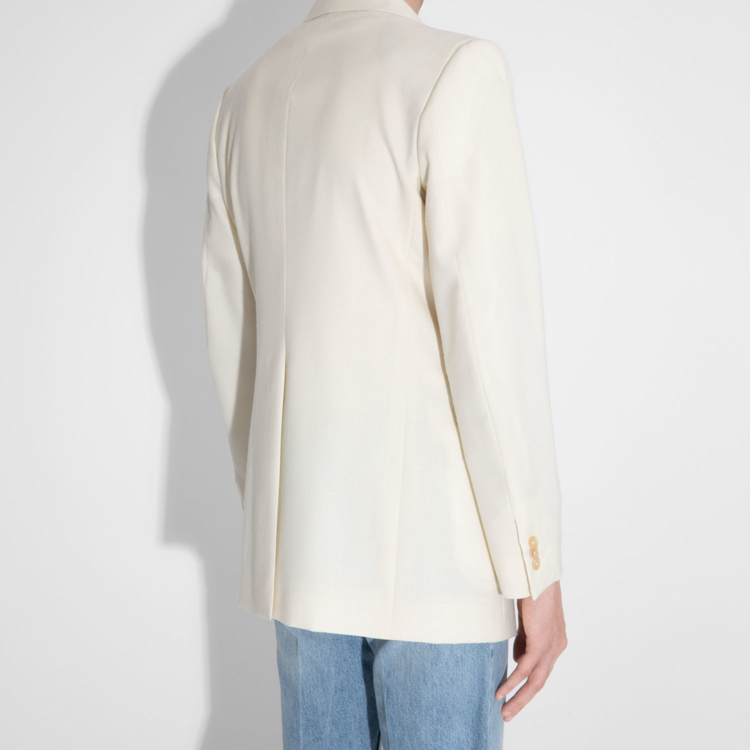 SINGLE-BREASTED JACKET IN WOOL - CREAM - Image 3