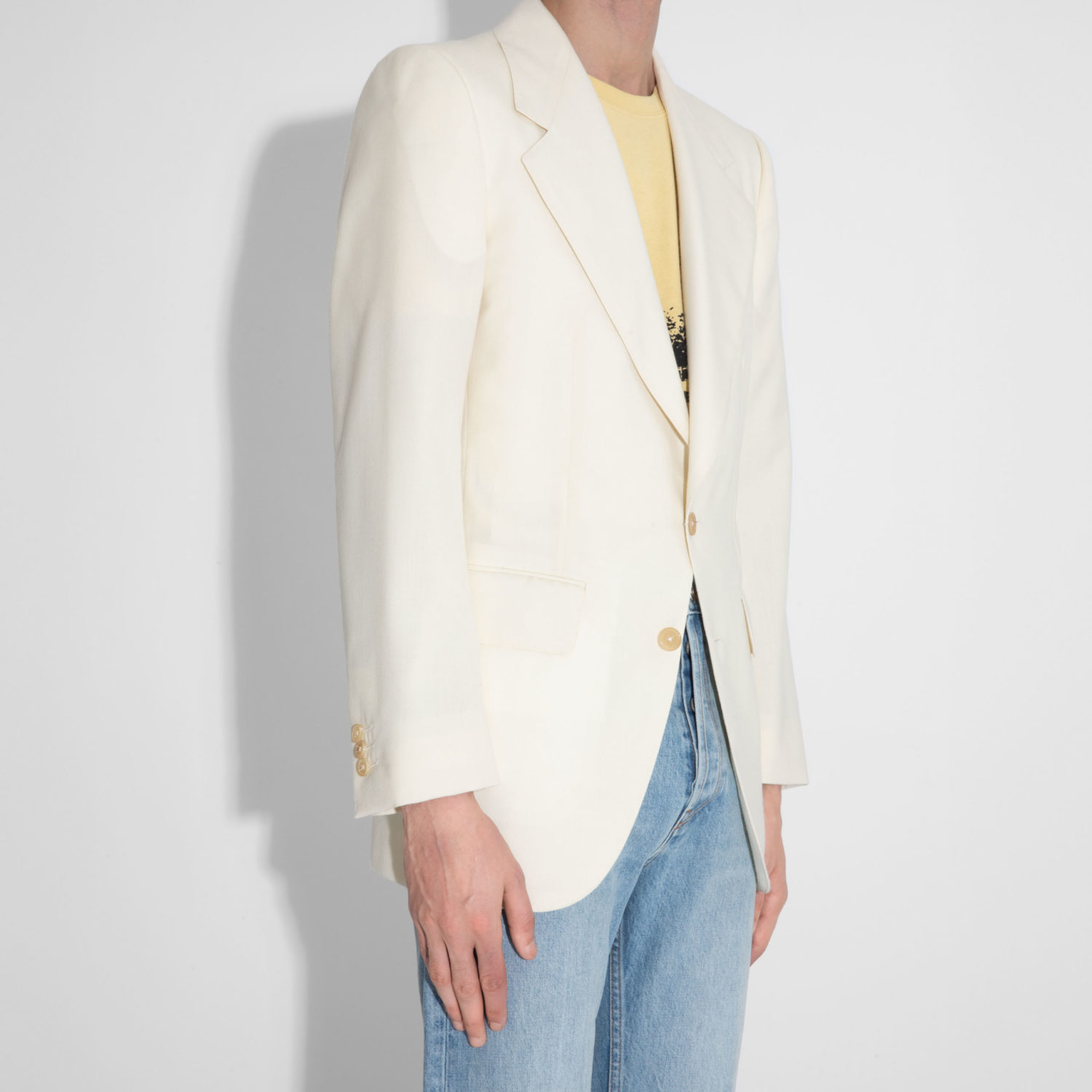 SINGLE-BREASTED JACKET IN WOOL - CREAM - Image 5