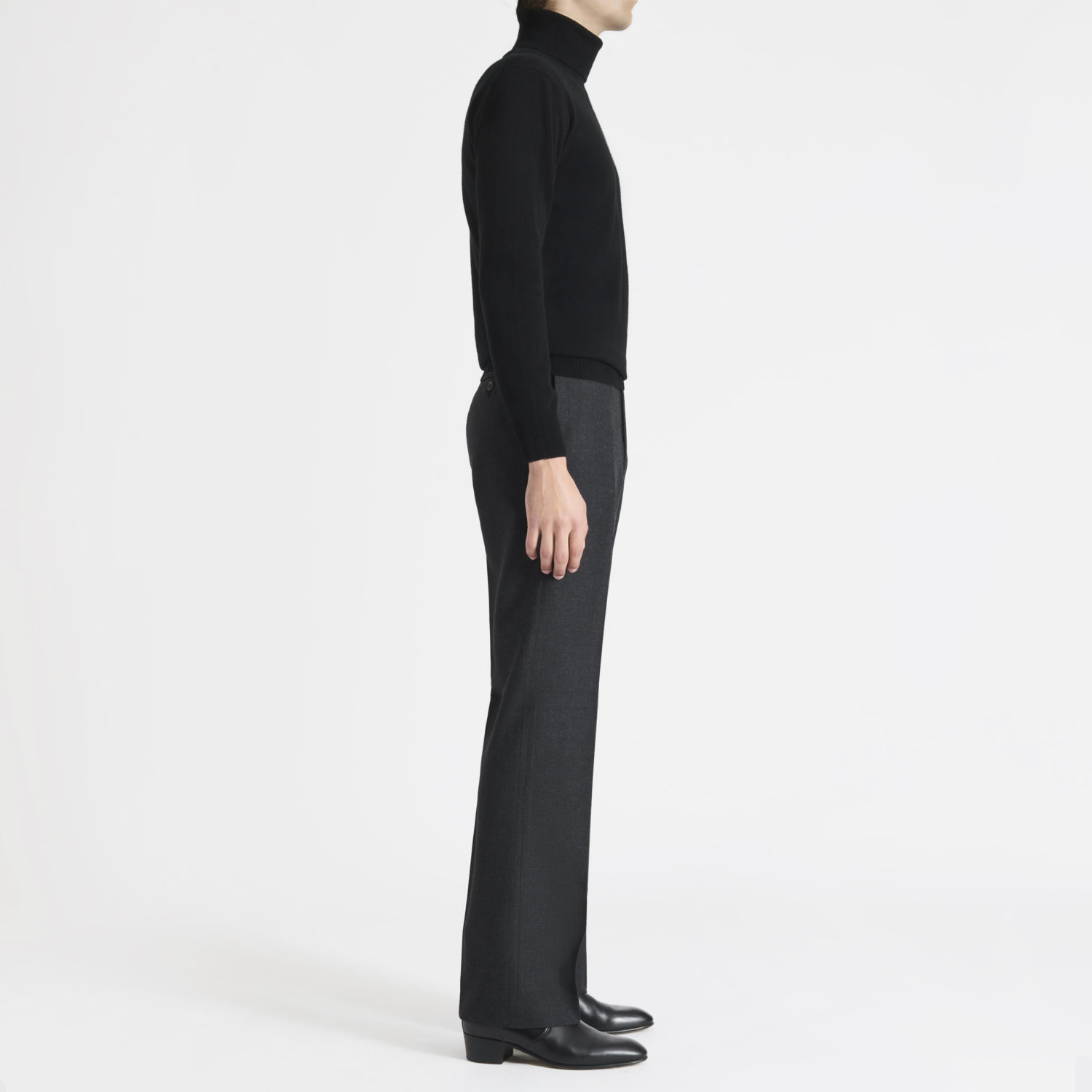 STRAIGHT HIGH-WAISTED TROUSERS IN TWILL - ANTHRACITE - Image 4