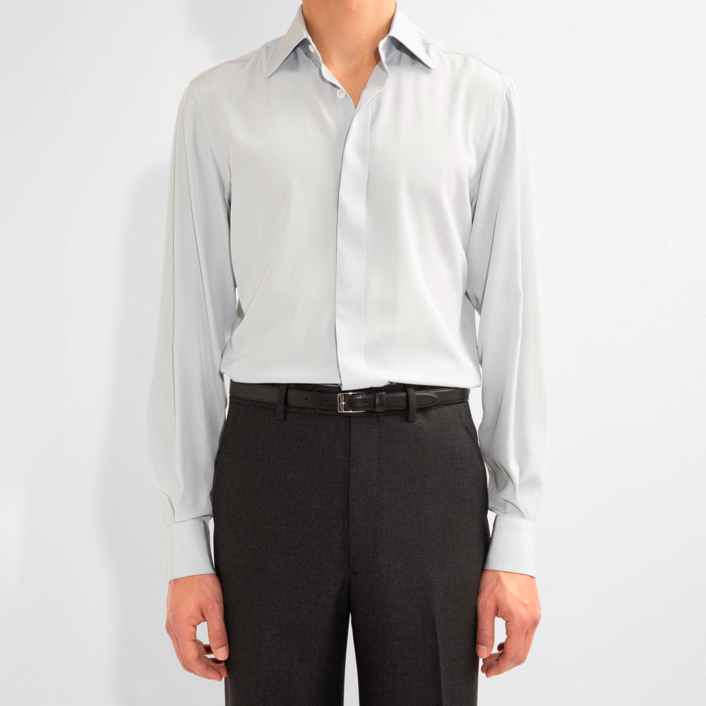 CLASSIC COLLAR SHIRT IN SILK CREPE - POWDER BLUE__1