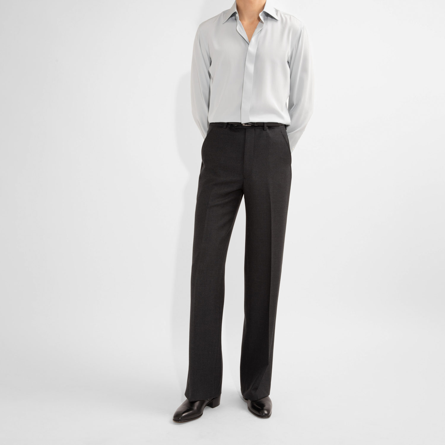 CLASSIC COLLAR SHIRT IN SILK CREPE - POWDER BLUE - Image 5