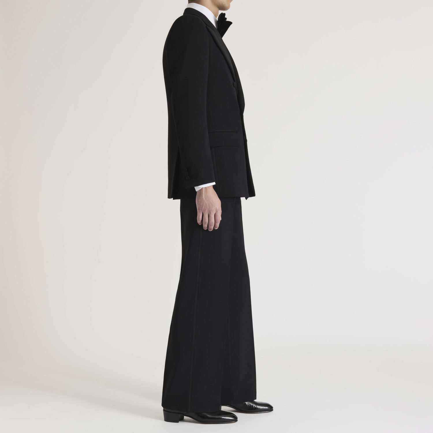 DOUBLE-BREASTED TUXEDO IN GRAIN DE POUDRE - BLACK - Image 3