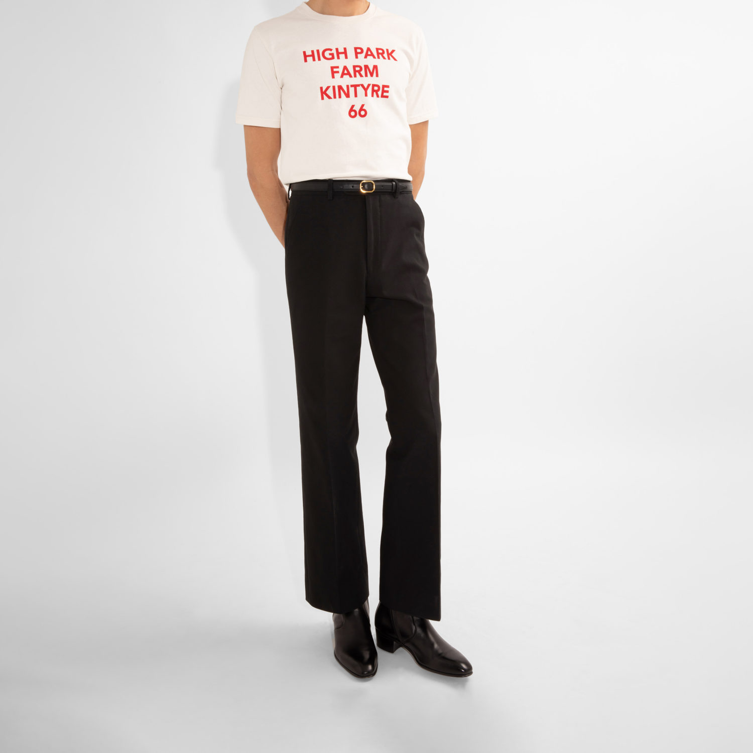 FLARED HIGH-WAISTED TROUSERS IN COTTON DRILL - BLACK - Image 5