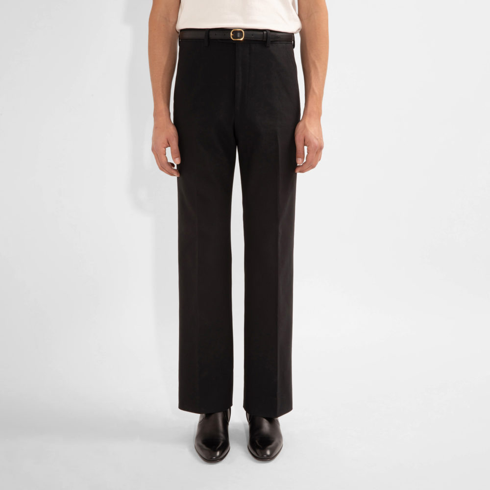 FLARED TROUSERS IN ORGANIC COTTON DRILL - BLACK__1