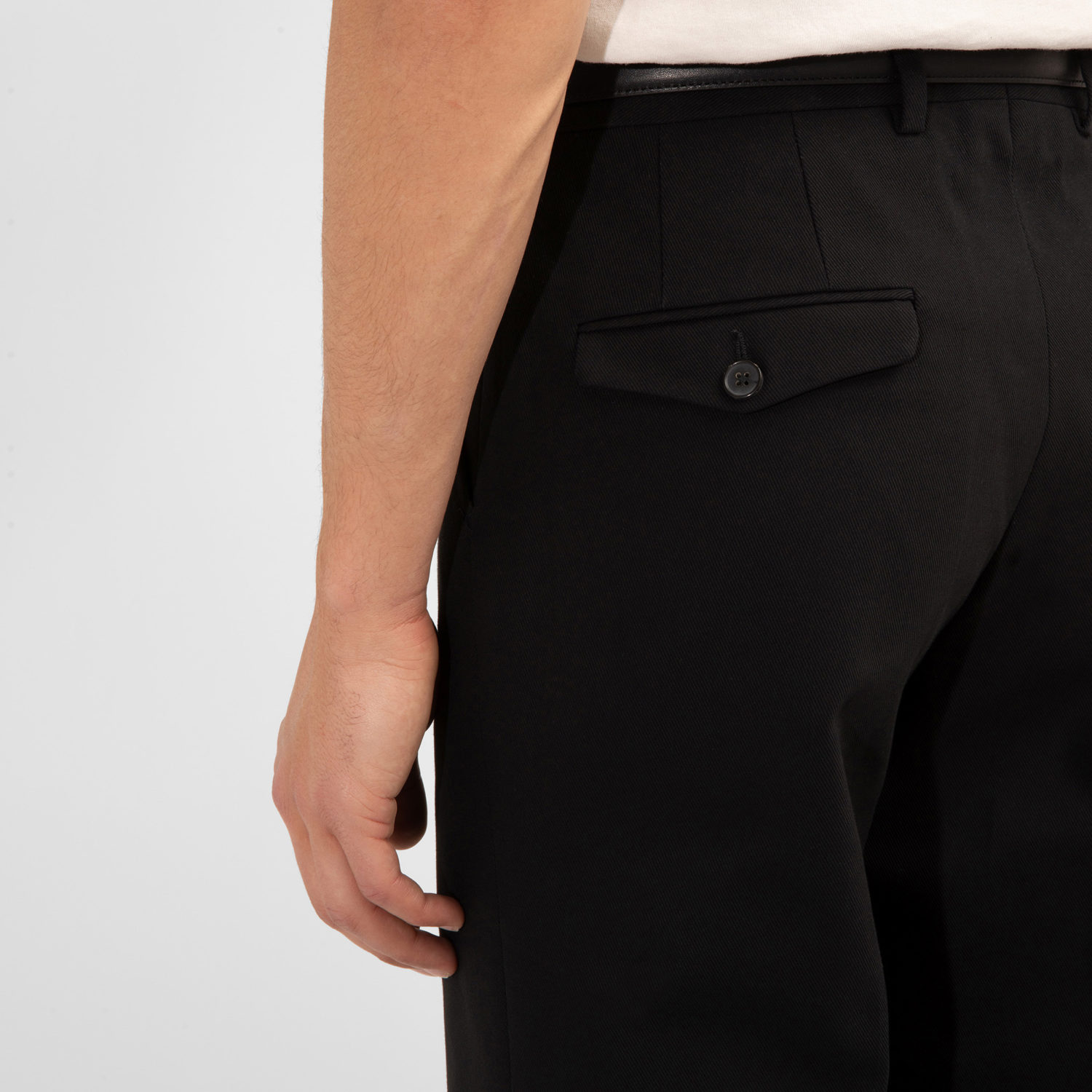 FLARED HIGH-WAISTED TROUSERS IN COTTON DRILL - BLACK - Image 4