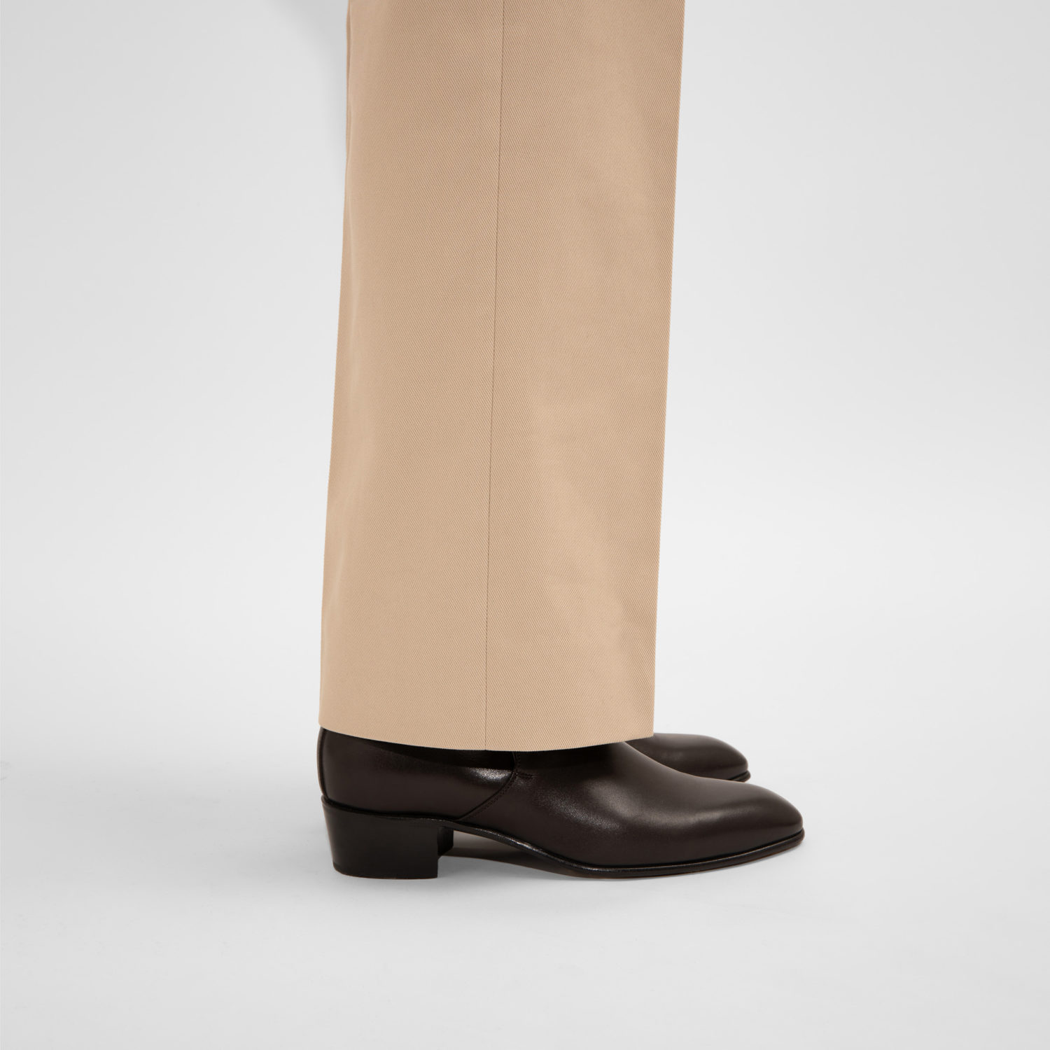 FLARED HIGH-WAISTED TROUSERS IN COTTON DRILL - PUTTY - Image 5