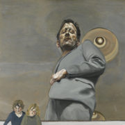 Lucian paint. Reflection with two children self portrait. 1965