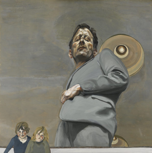 Lucian paint. Reflection with two children self portrait. 1965