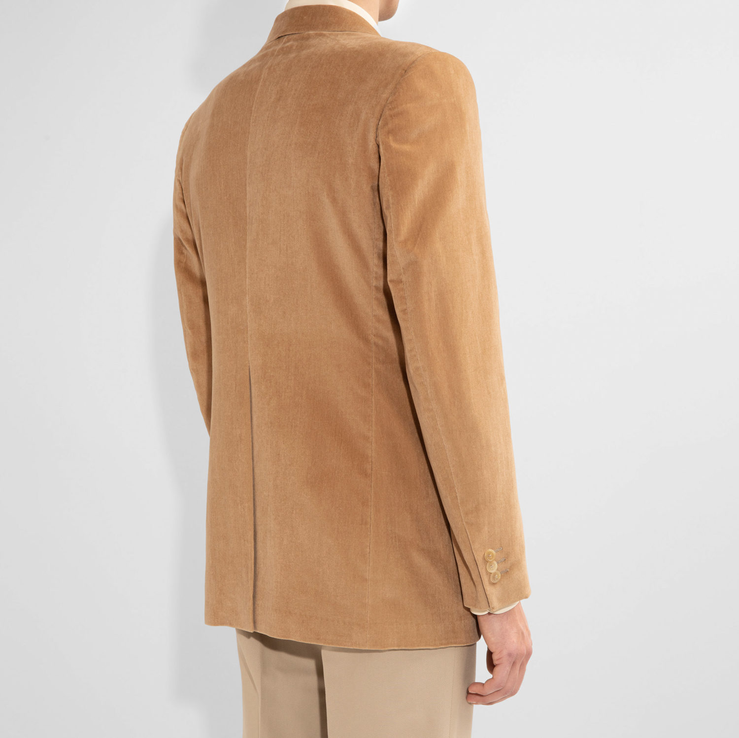 SINGLE-BREASTED JACKET IN VELVET - BEIGE - Image 3