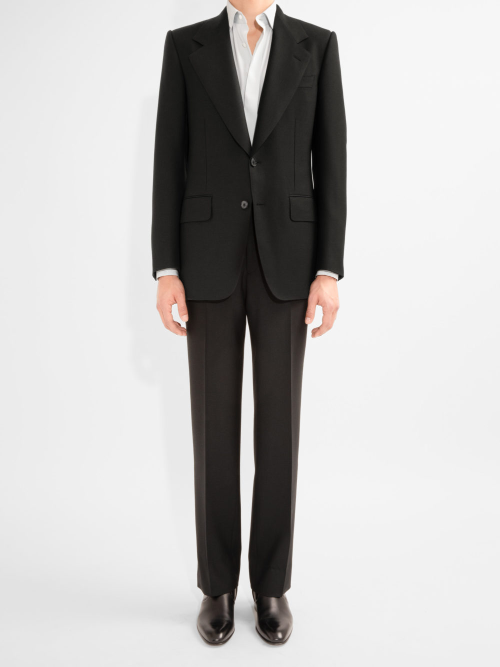 SINGLE-BREASTED SUIT IN FRESCO - BLACK