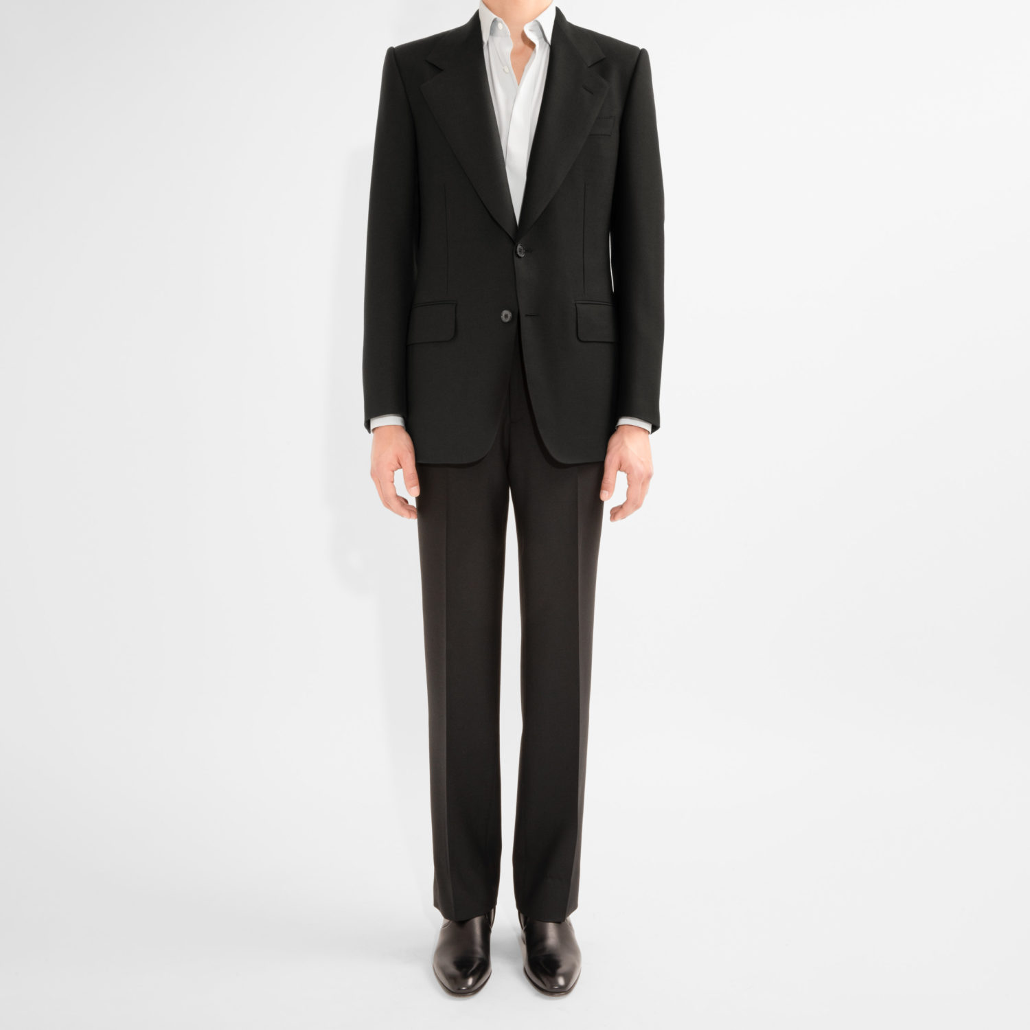 SINGLE-BREASTED SUIT IN FRESCO - BLACK