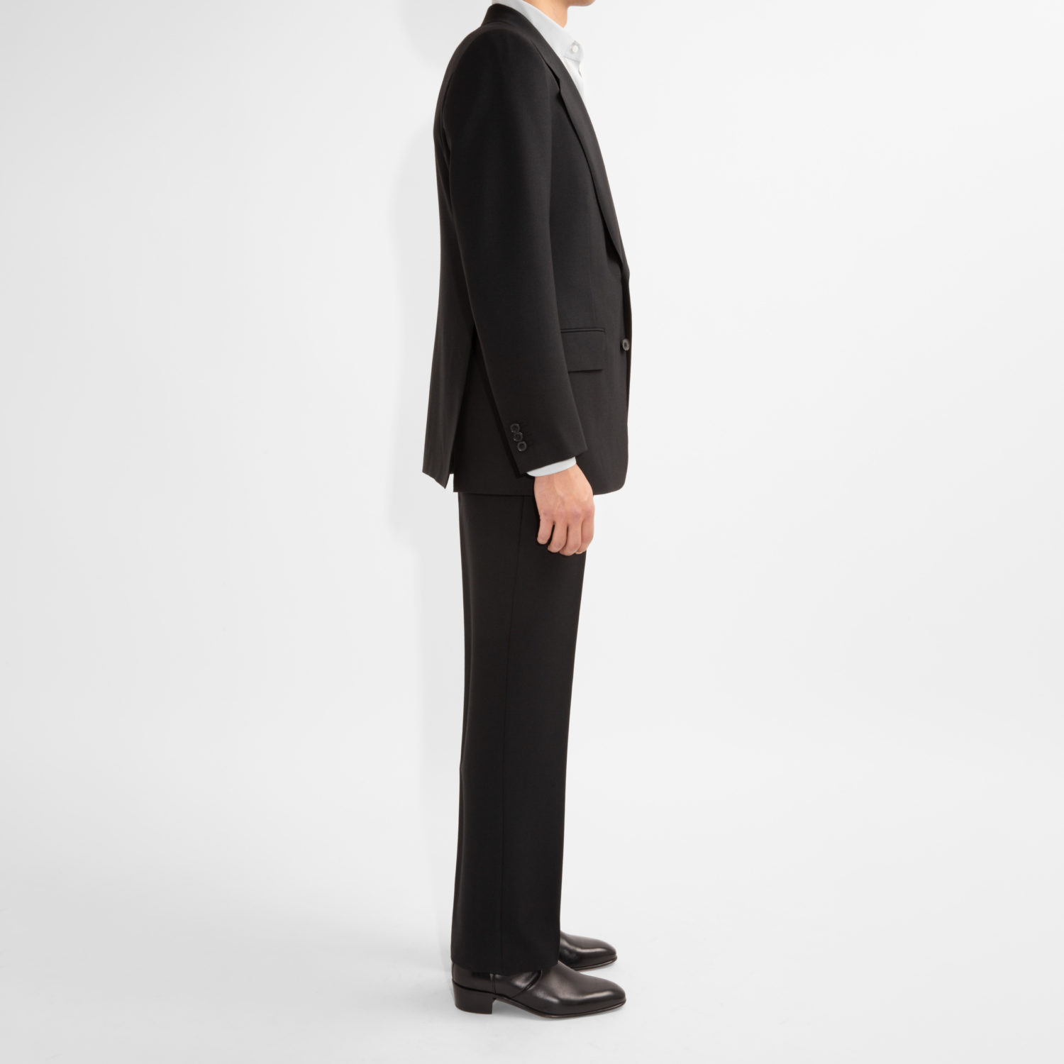 SINGLE-BREASTED SUIT IN FRESCO - BLACK - Image 3