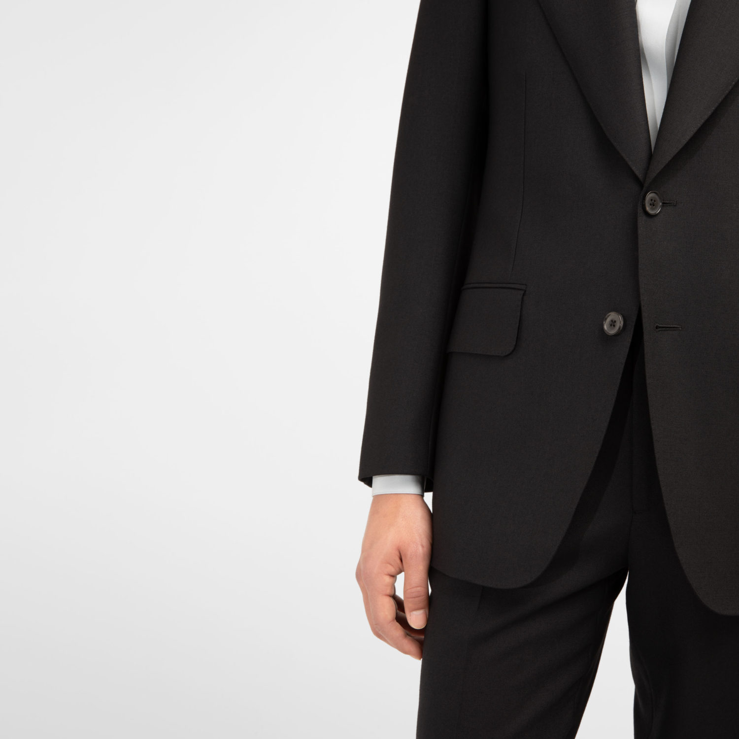 SINGLE-BREASTED SUIT IN FRESCO - BLACK - Image 5