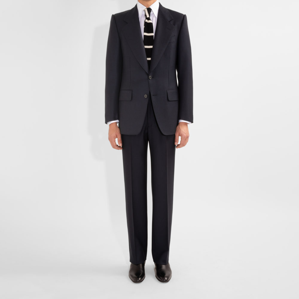 SINGLE-BREASTED SUIT IN BIRDSEYE - NAVY