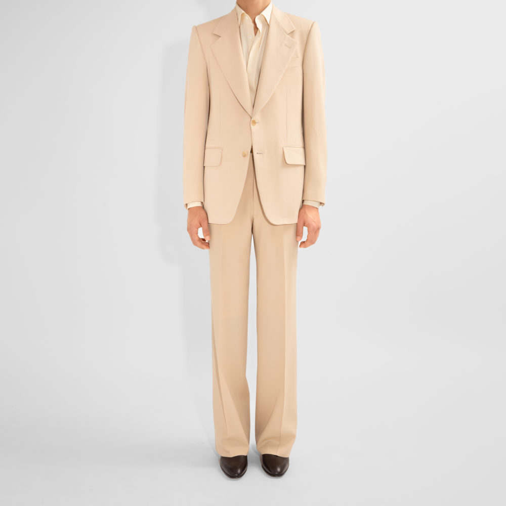 SINGLE-BREASTED SUIT IN GABARDINE - LIGHT BEIGE