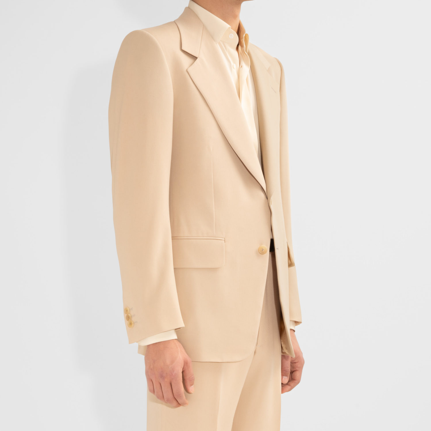 SINGLE-BREASTED SUIT IN GABARDINE - LIGHT BEIGE - Image 2