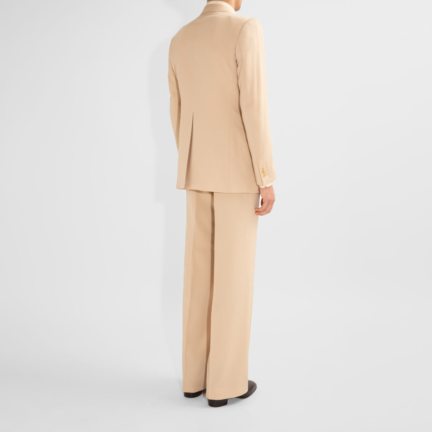 SINGLE-BREASTED SUIT IN GABARDINE - LIGHT BEIGE - Image 4