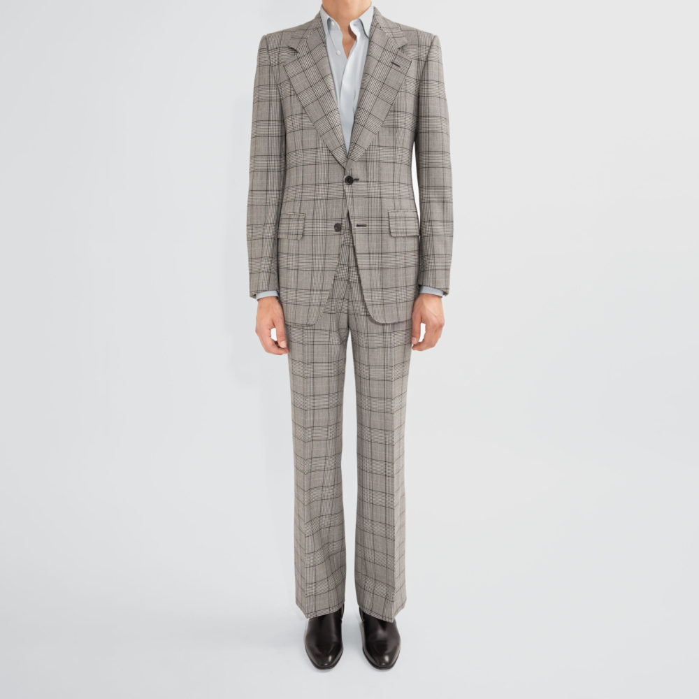 SINGLE-BREASTED SUIT IN MERINO WOOL - BLACK & WHITE PRINCE OF WALES