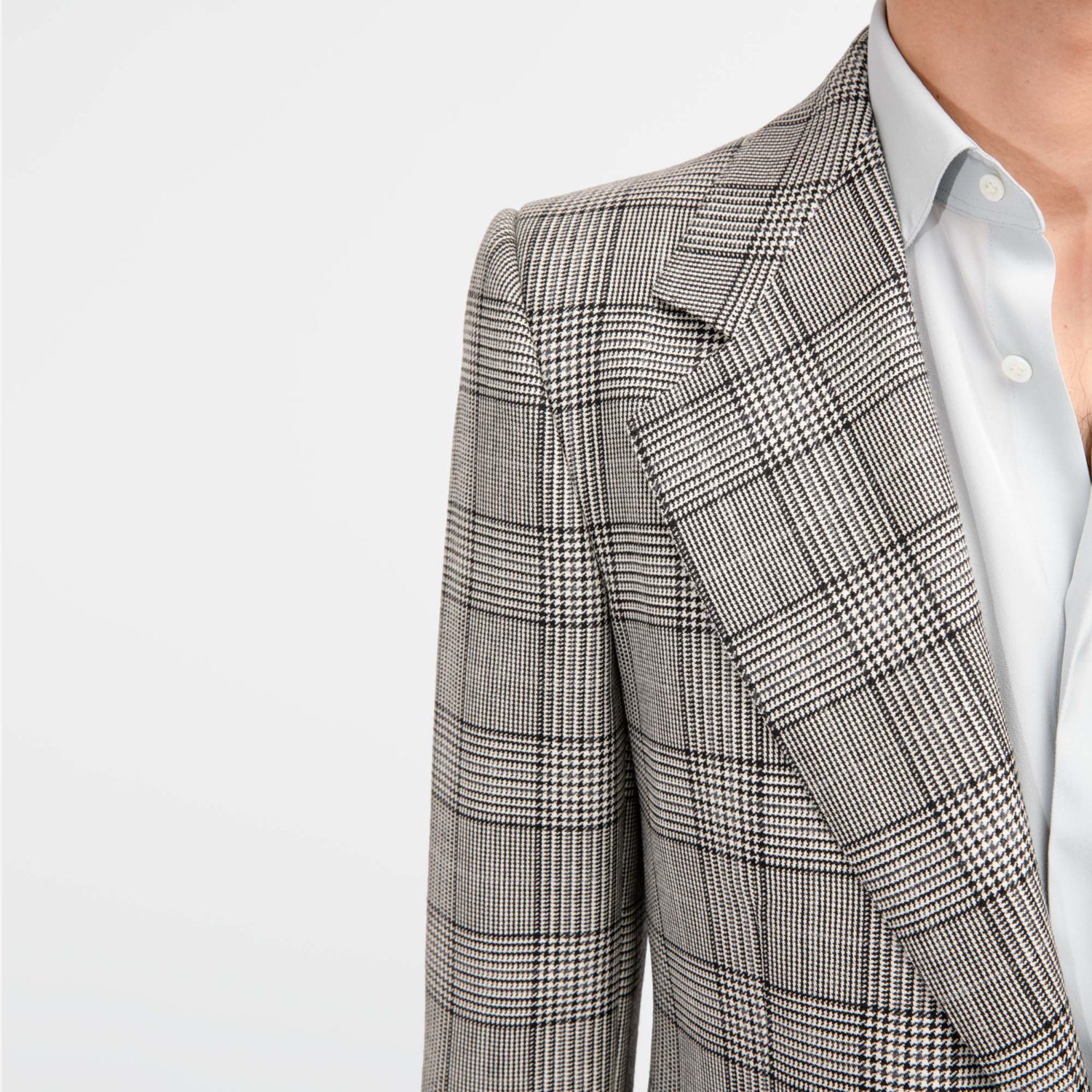 SINGLE-BREASTED SUIT IN MERINO WOOL - BLACK & WHITE PRINCE OF WALES - Image 4