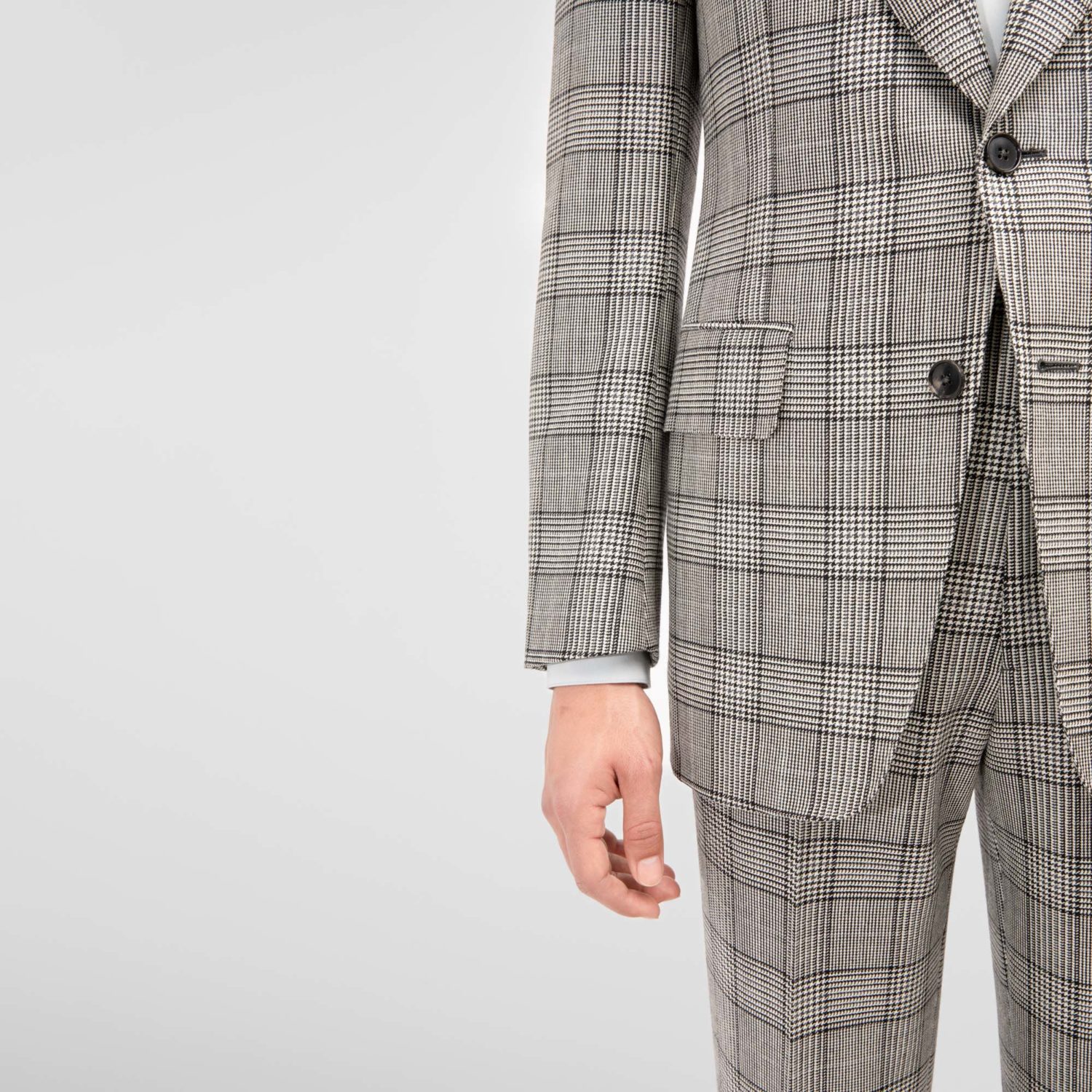 SINGLE-BREASTED SUIT IN MERINO WOOL - BLACK & WHITE PRINCE OF WALES - Image 6