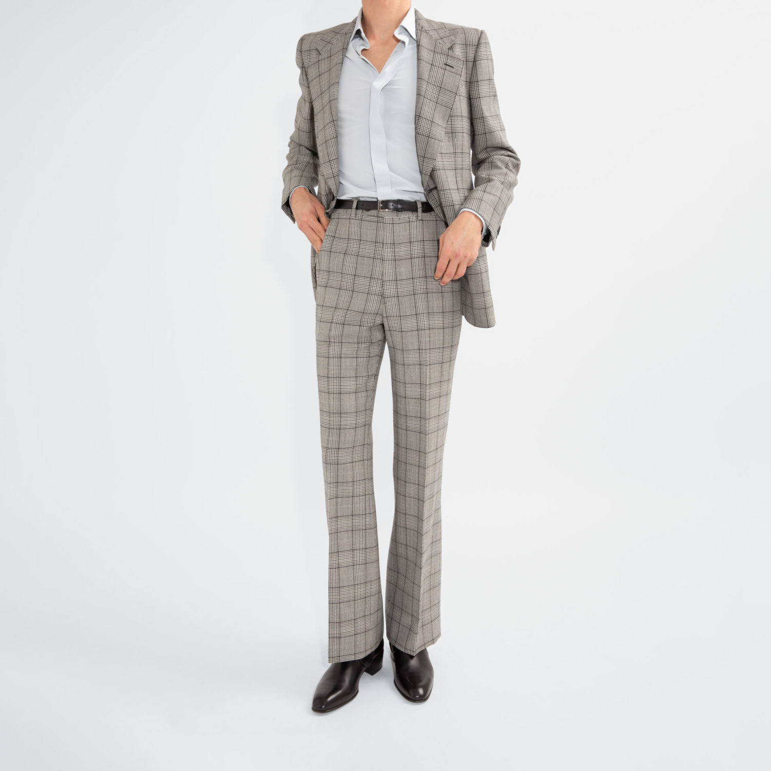 SINGLE-BREASTED SUIT IN MERINO WOOL - BLACK & WHITE PRINCE OF WALES - Image 7