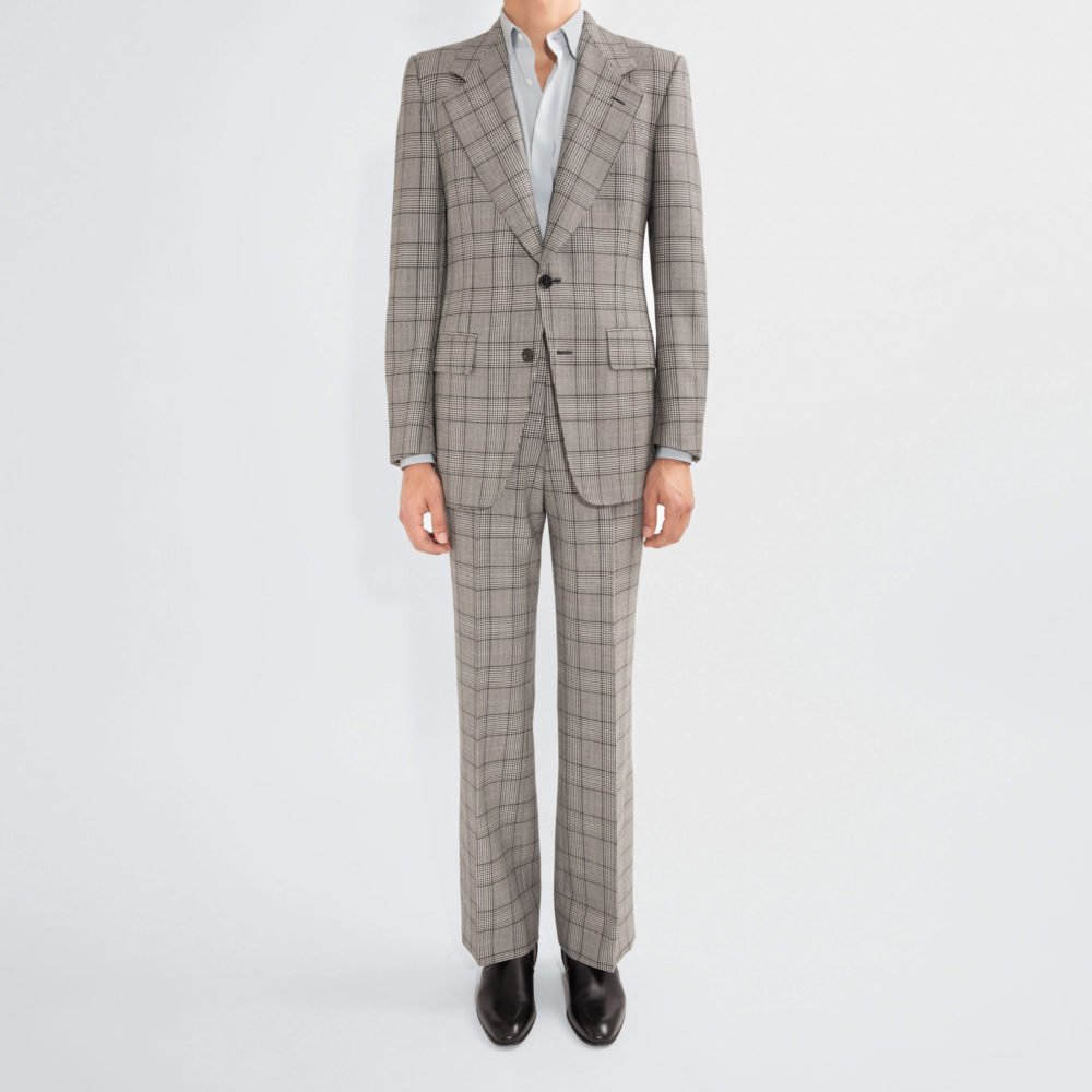 SINGLE-BREASTED SUIT IN MERINO WOOL - BLACK & WHITE PRINCE OF WALES