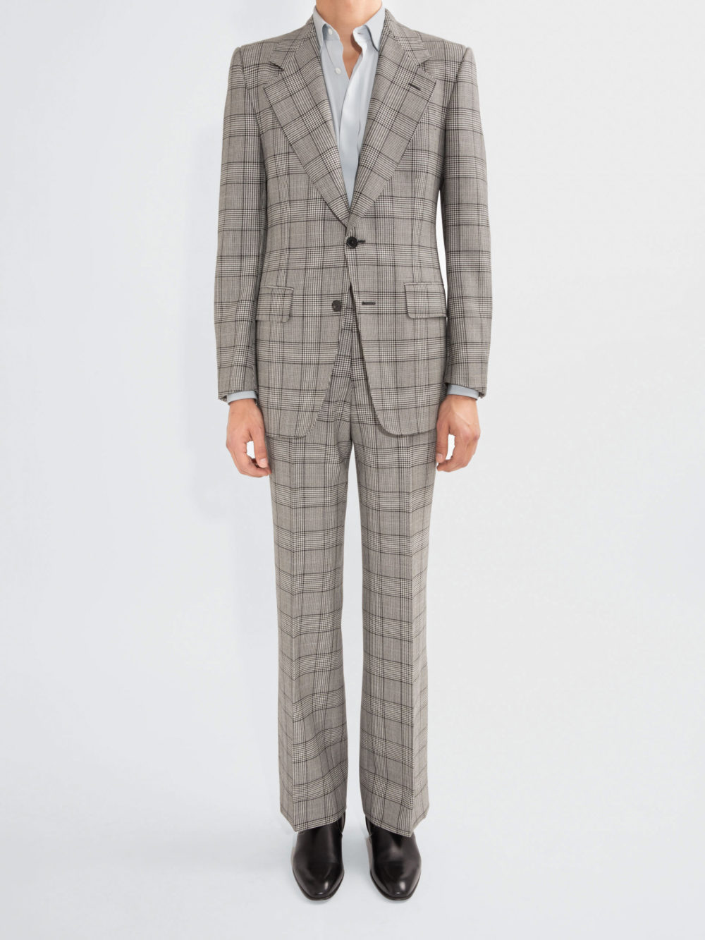 SINGLE-BREASTED SUIT IN MERINO WOOL - BLACK & WHITE PRINCE OF WALES