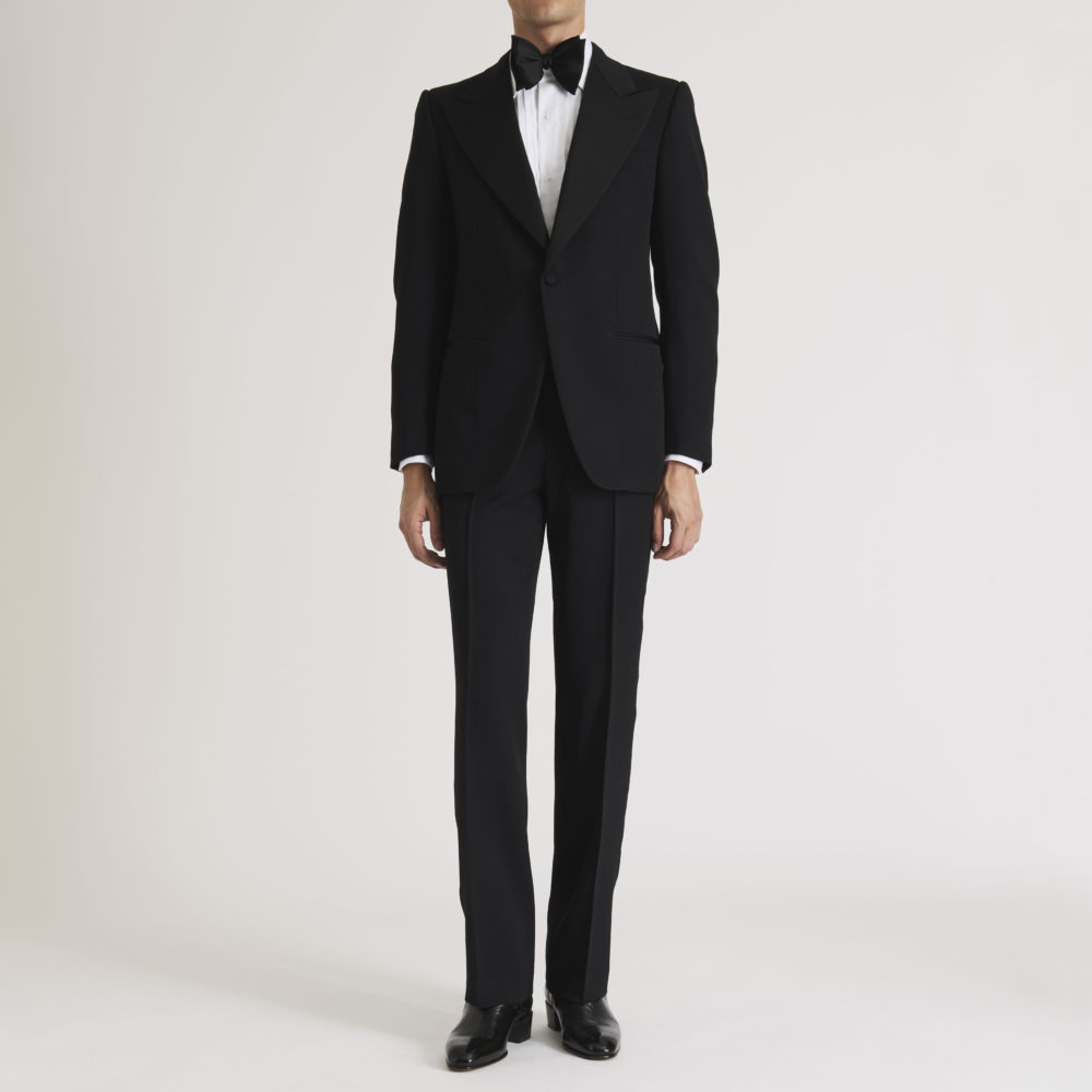 SINGLE-BREASTED TUXEDO IN WOOL GRAIN DE POUDRE - BLACK_1_1457