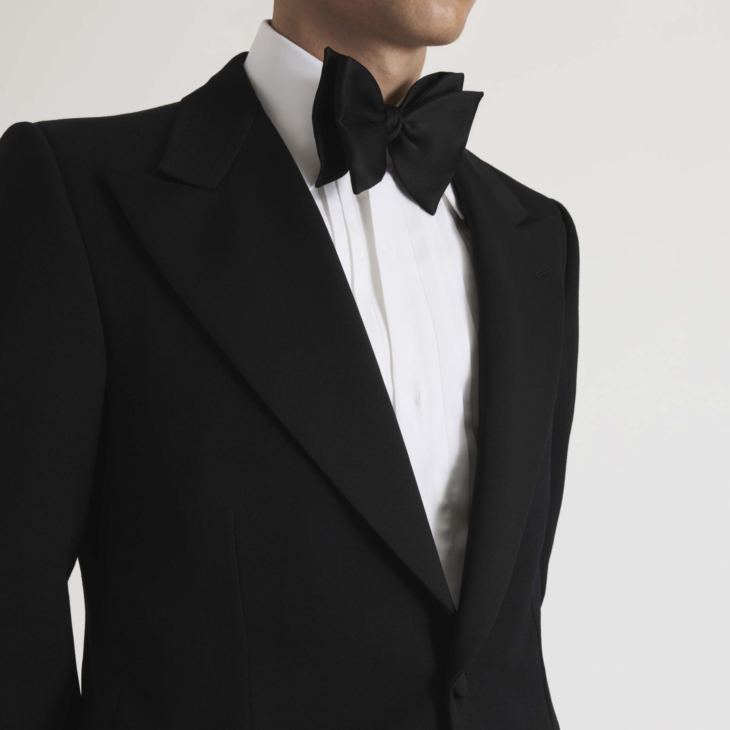 SINGLE-BREASTED TUXEDO IN GRAIN DE POUDRE - BLACK - Image 2