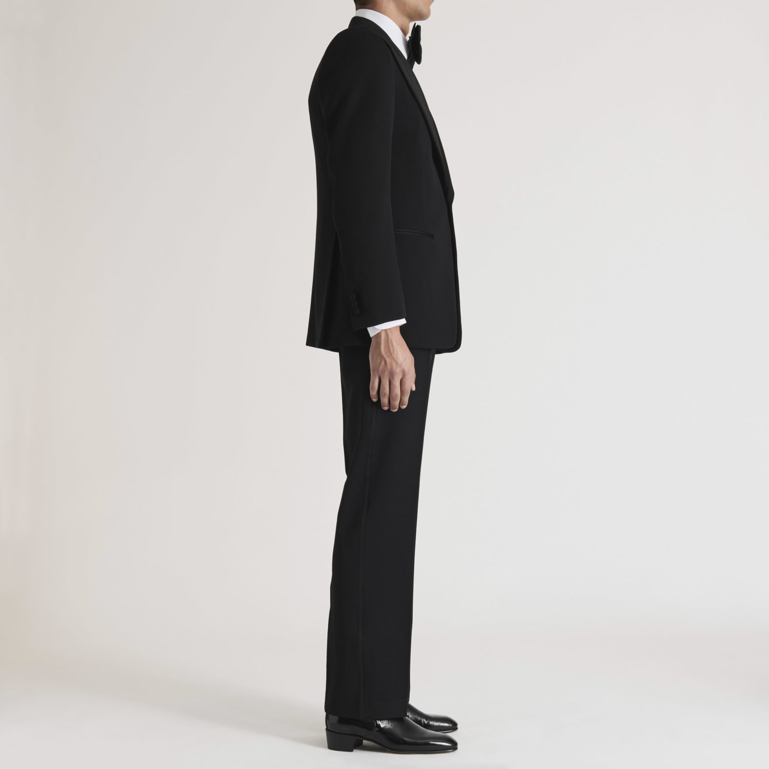 SINGLE-BREASTED TUXEDO IN GRAIN DE POUDRE - BLACK - Image 3