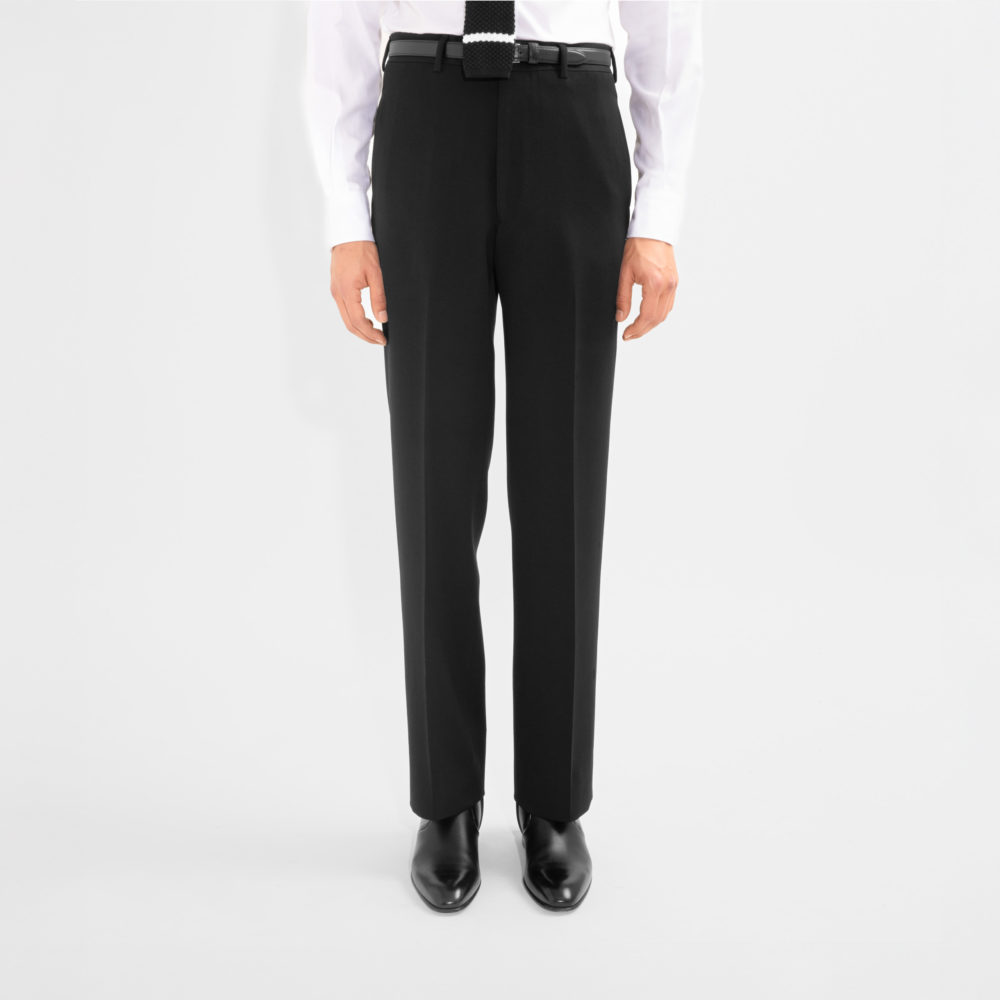 STRAIGHT HIGH-WAISTED TROUSERS IN DOESKIN - BLACK