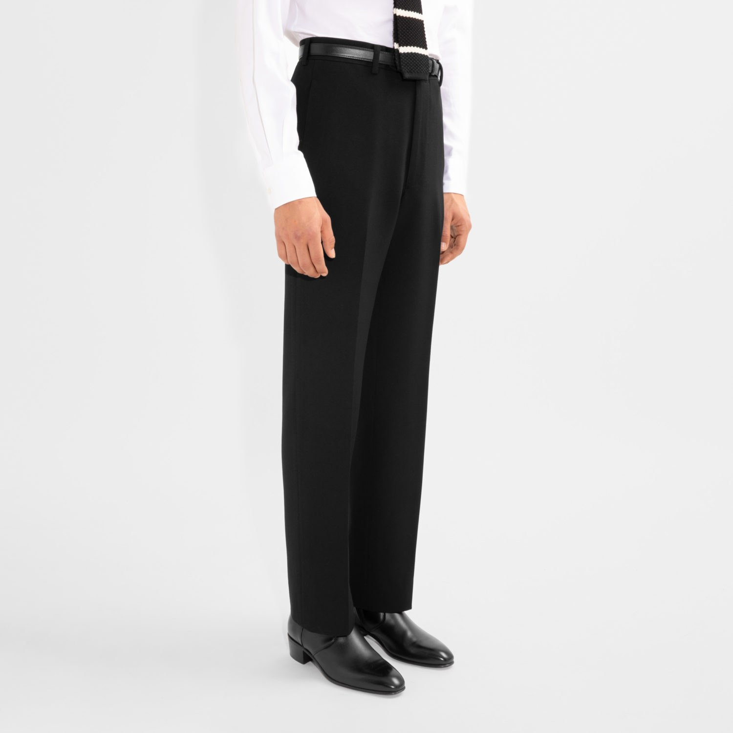 STRAIGHT HIGH-WAISTED TROUSERS IN DOESKIN - BLACK - Image 2