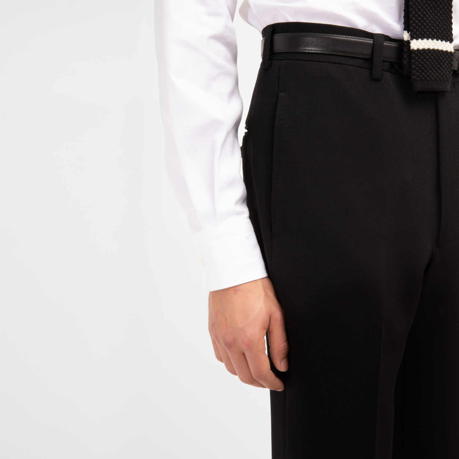 STRAIGHT HIGH-WAISTED TROUSERS IN DOESKIN - BLACK - Image 5