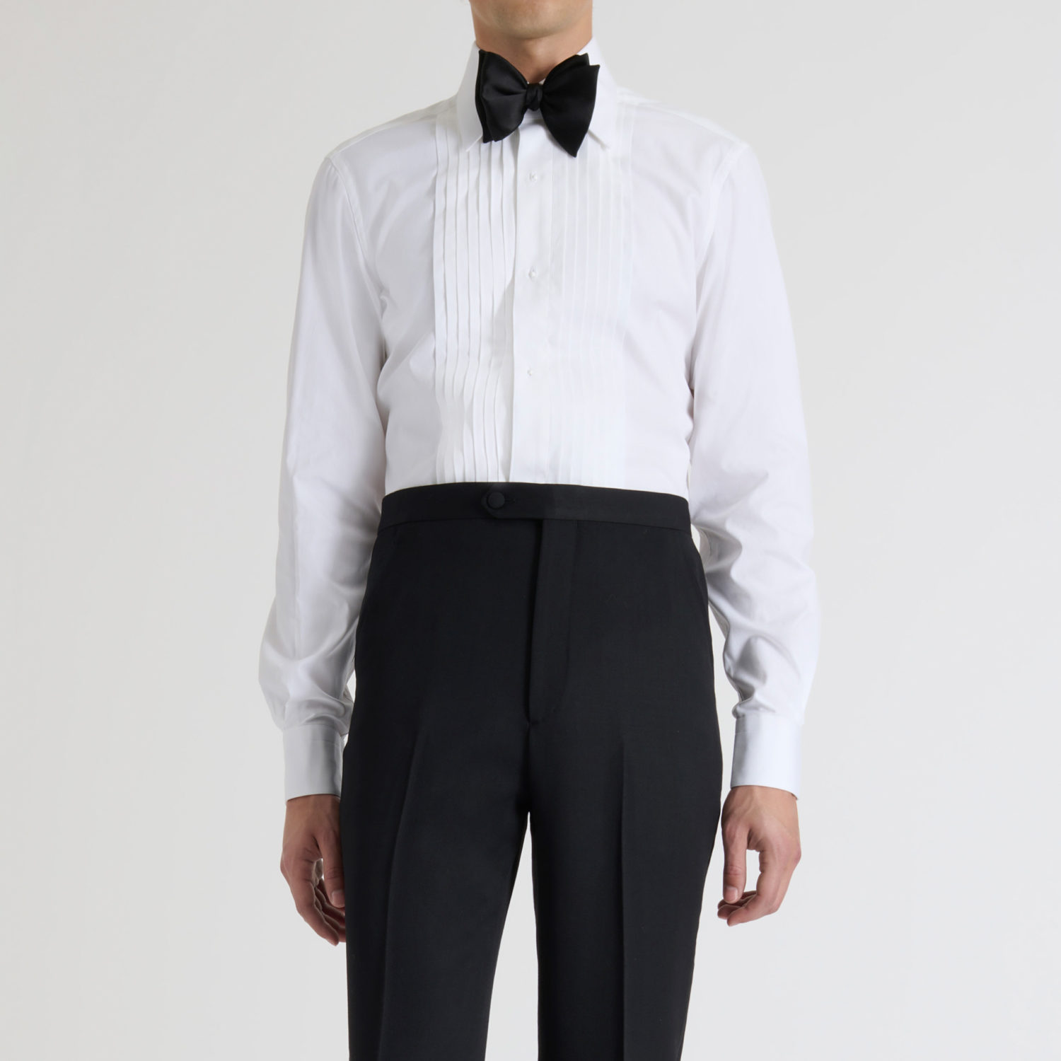 WIDE COLLAR TUXEDO SHIRT IN COTTON PIN POINT - WHITE_1