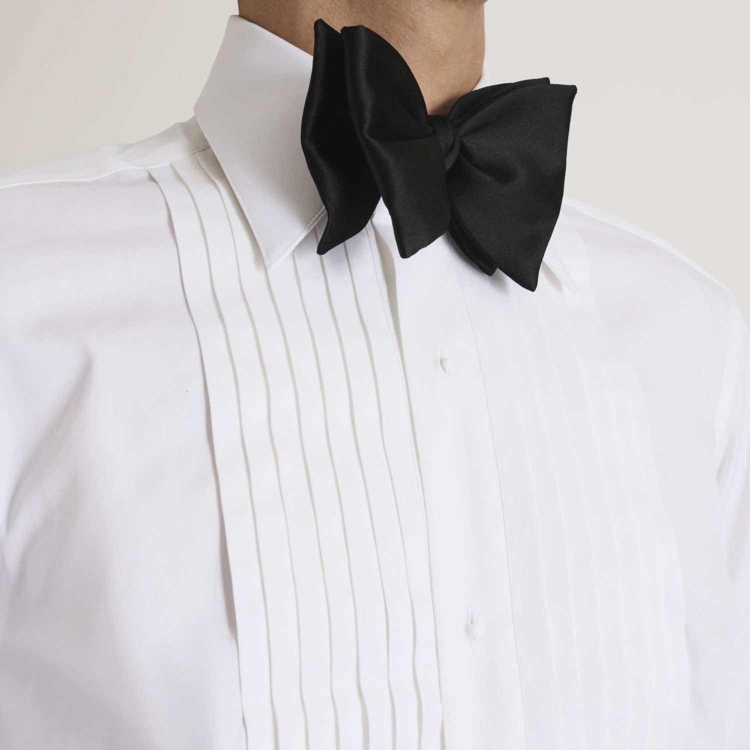 WIDE COLLAR TUXEDO SHIRT IN COTTON PINPOINT - WHITE - Image 2