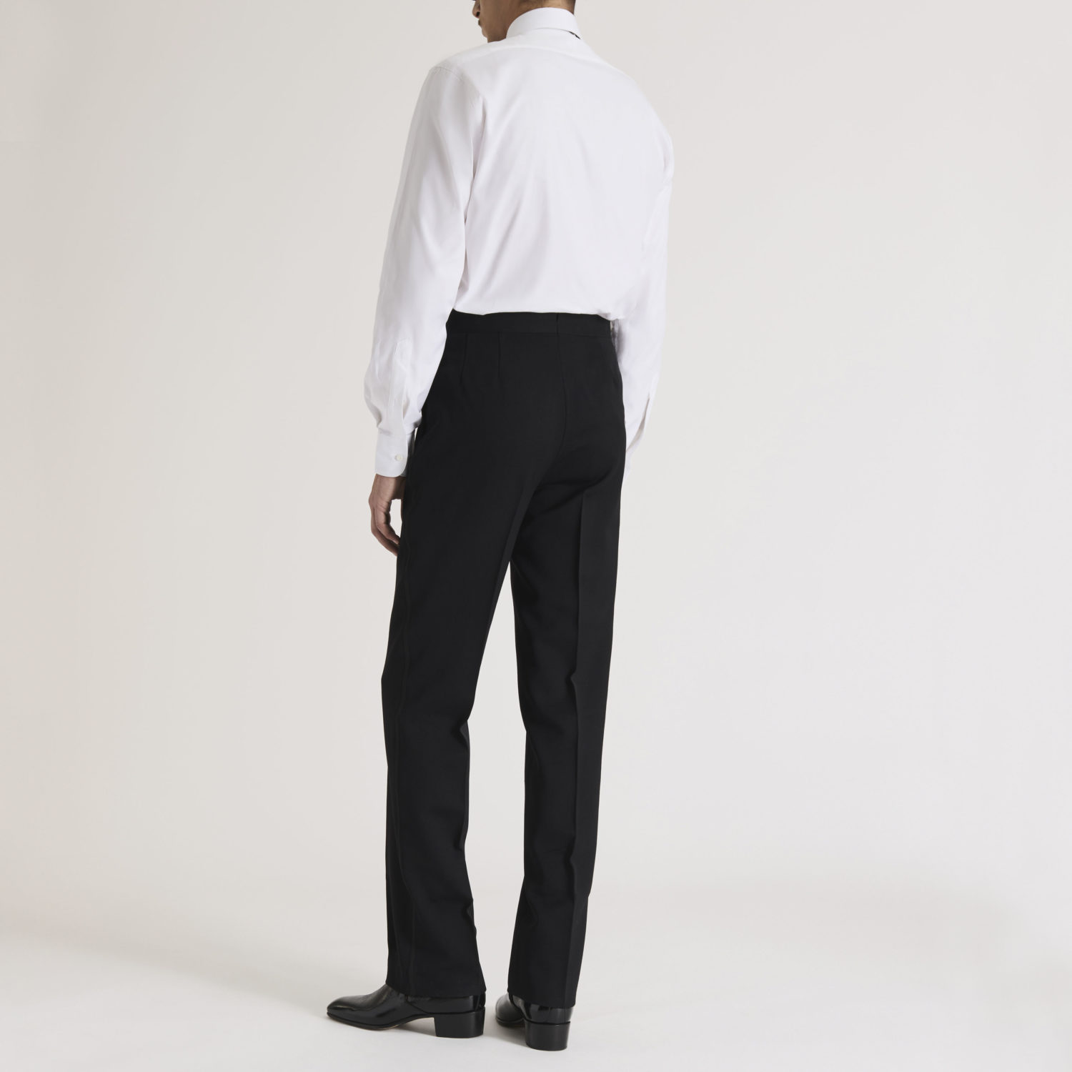 WIDE COLLAR TUXEDO SHIRT IN COTTON PINPOINT - WHITE - Image 3