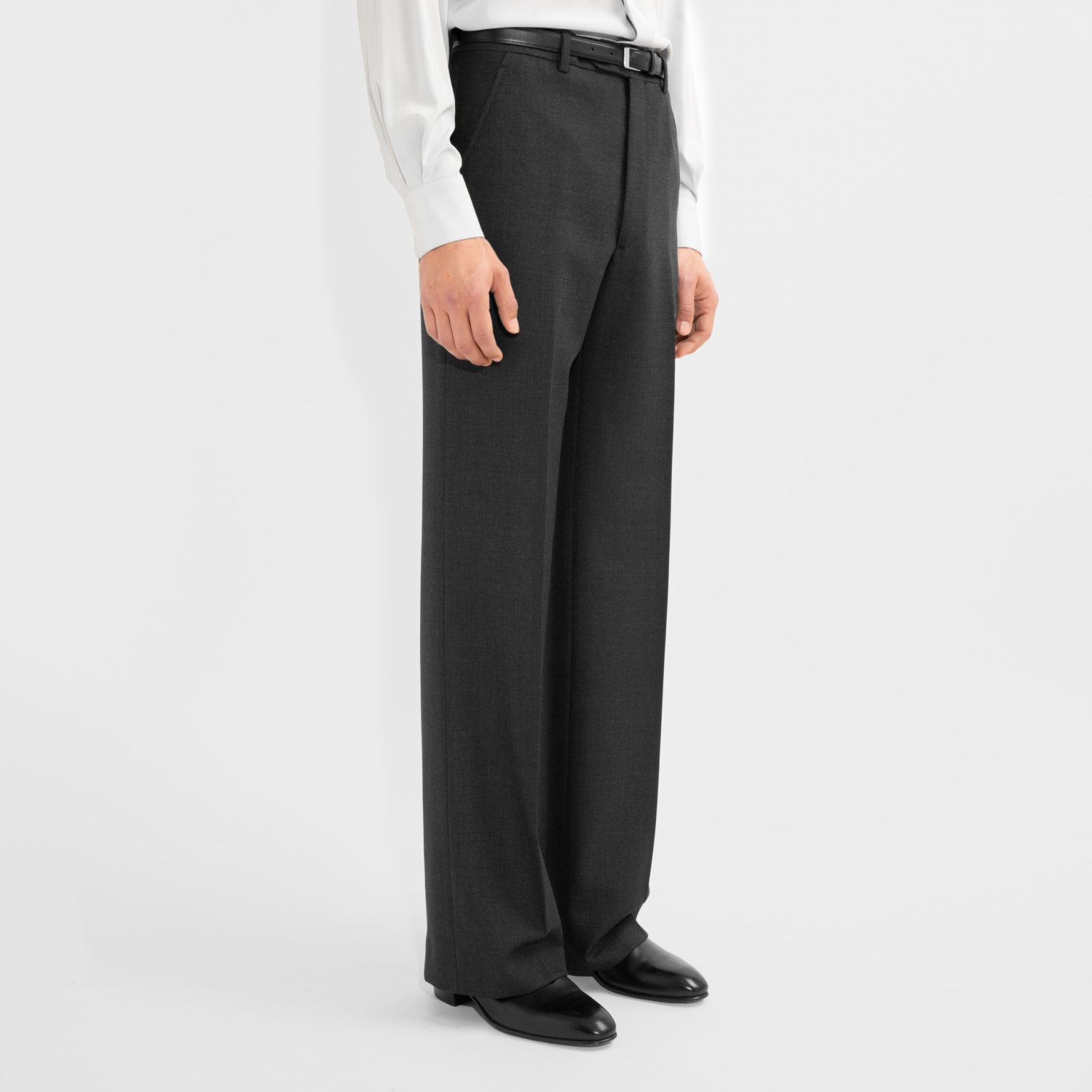 WIDE HIGH-WAISTED TROUSERS IN BIRDSEYE - ANTHRACITE - Image 2