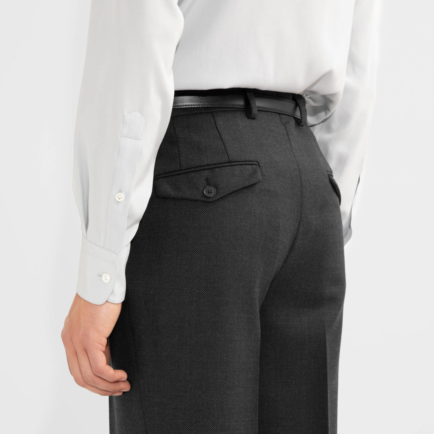 WIDE HIGH-WAISTED TROUSERS IN BIRDSEYE - ANTHRACITE - Image 3