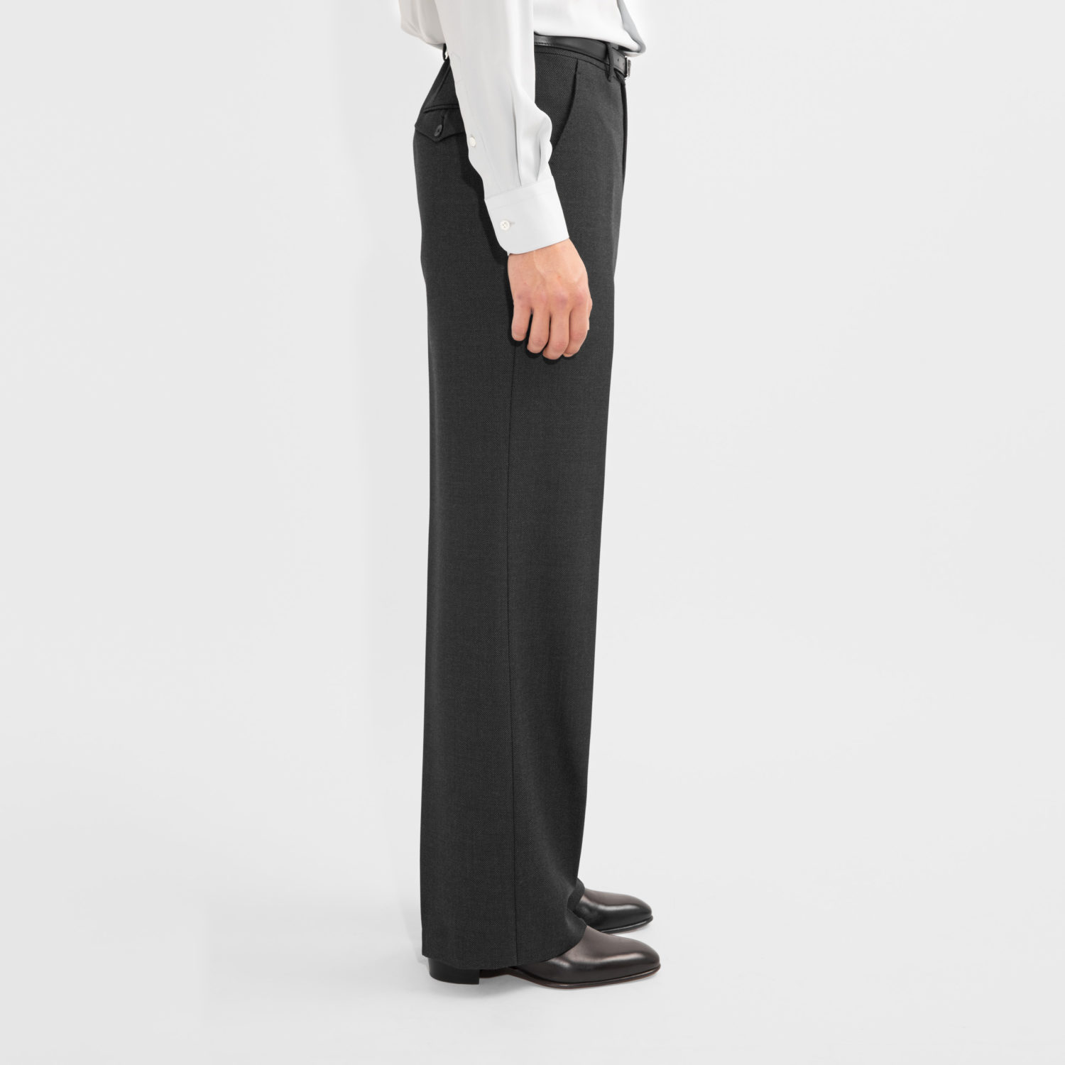 WIDE HIGH-WAISTED TROUSERS IN BIRDSEYE - ANTHRACITE - Image 4