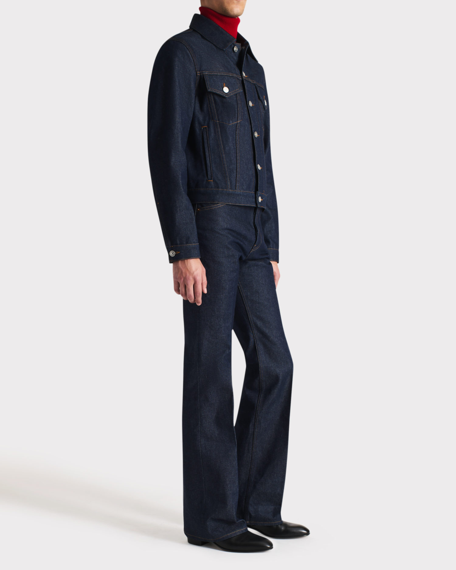 TRUCKER JACKET IN COTTON DENIM - INDIGO - Image 3